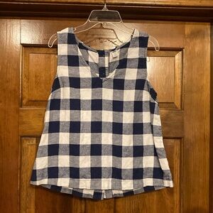 Old Navy XS Navy and White Gingham Check Sleeveless Top